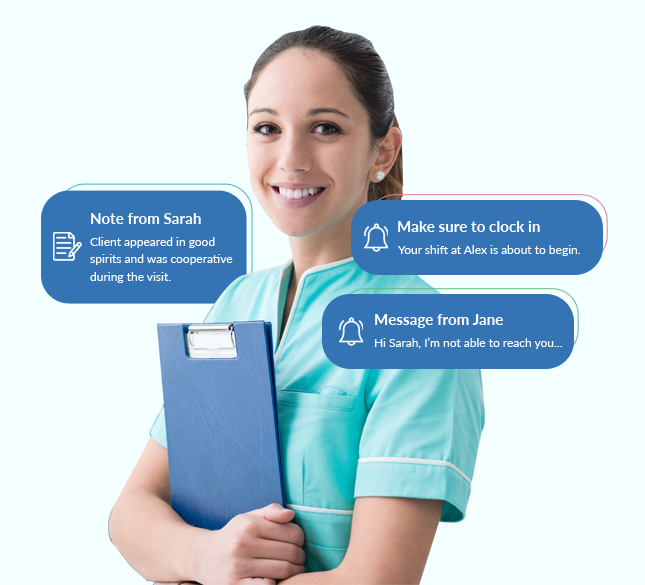 Caregiver mobile app for care notes and real-time alerts