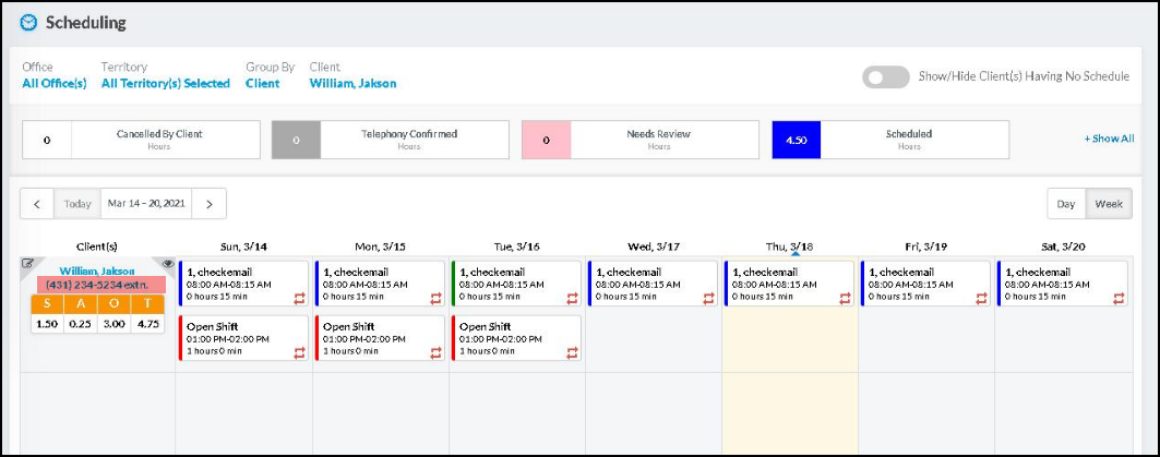 Users will now be able to send SMS to Client/Caregiver right from the schedule calendar