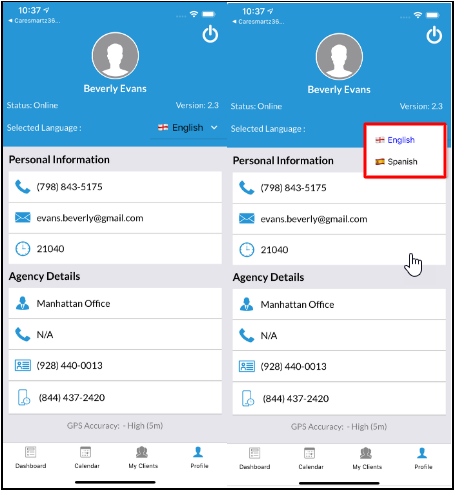 CareSmartz360+ mobile app is now available in Spanish language from english to spanish