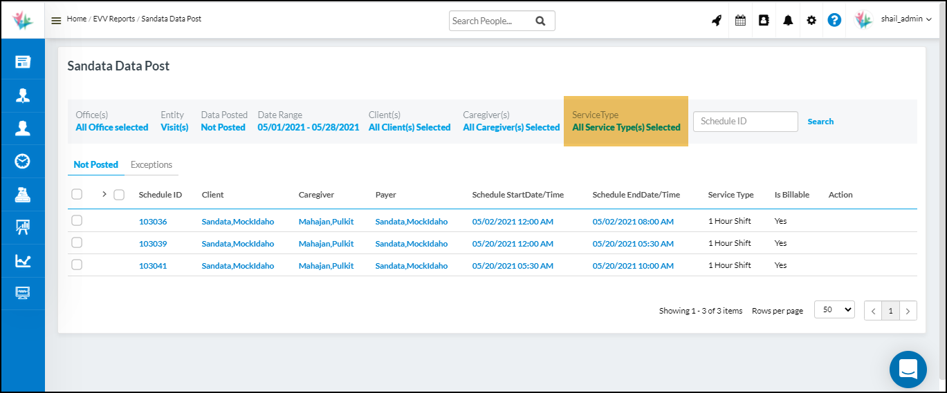 Ability to filter records on Posted and Not Posted screens on Sandata post screen