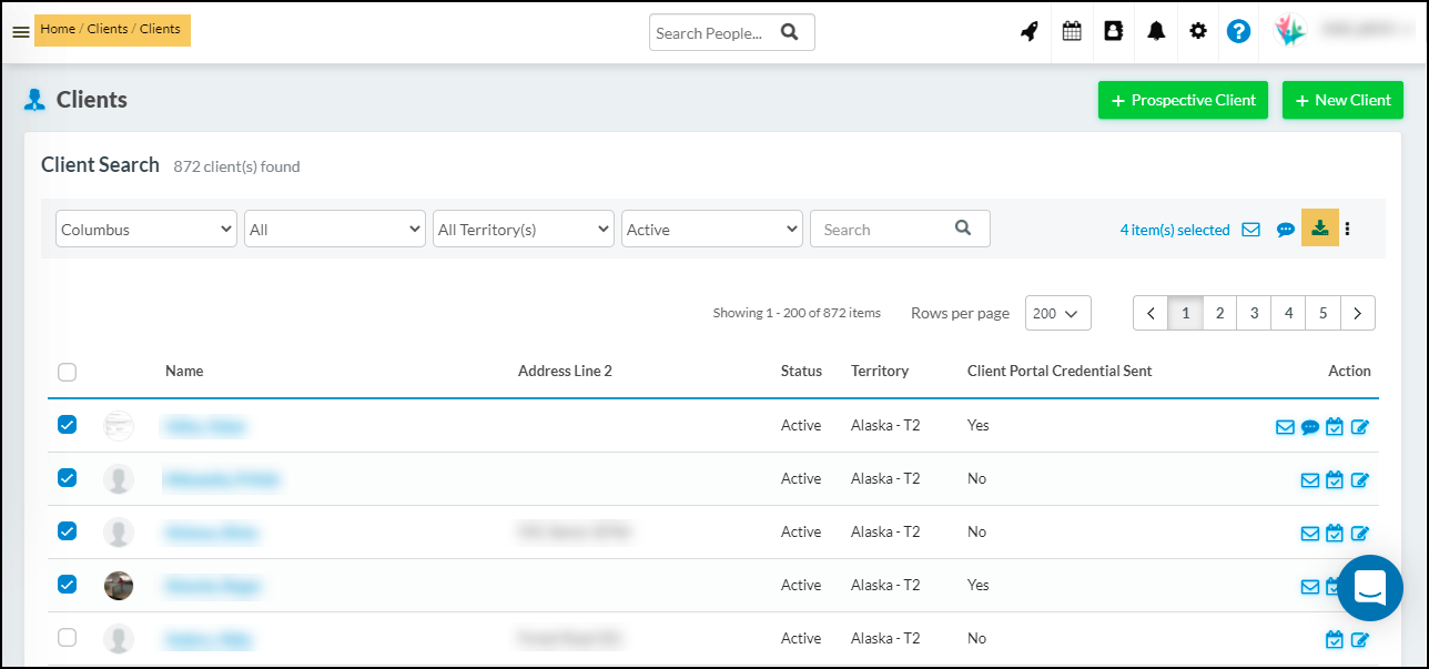 Ability to select bulk clients calender from client search screen- CareSmartz360 Software Update