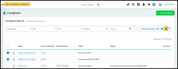 Ability to Download Caregivers Calendar in bulk - CareSmartz360 update
