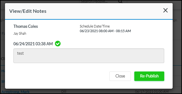 Users will have the ability to edit the caregiver notes before they have re-published 