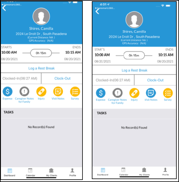 New color(s) introduced on Icons on the Shift detail screen on the Caregiver mobile app