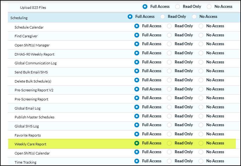 users will be able to manage the visibility of the DMAS-90 report and Weekly Care Summary individually