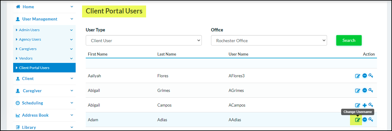 Allow to update of user details in client portal-CareSmartz360 update