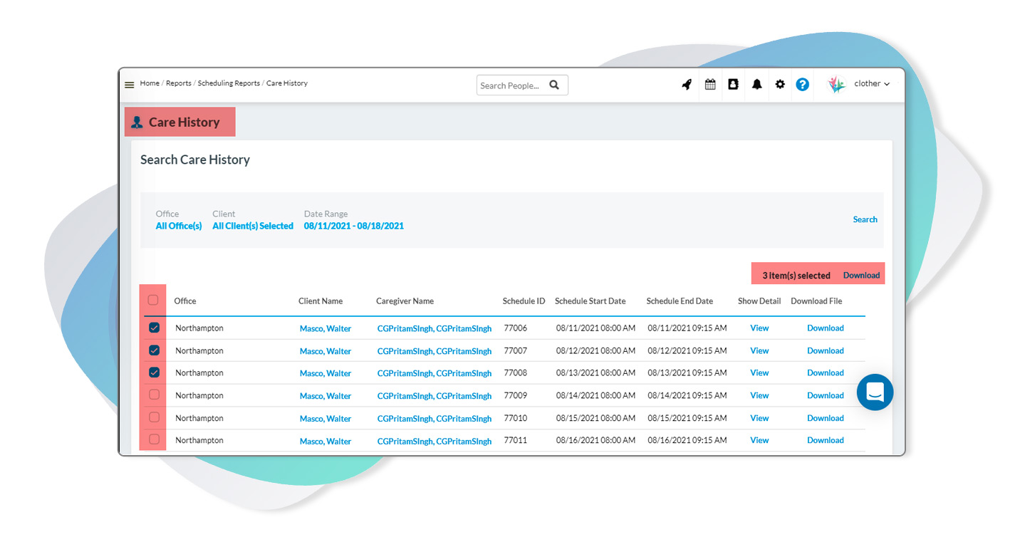 Homecare software Reporting Updates