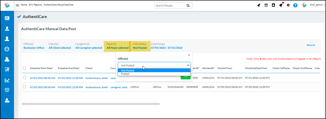 EVV Authenticare Updates Manual Data Post Updates