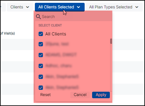 CareSmartz360 Client Scheduling Filter Update