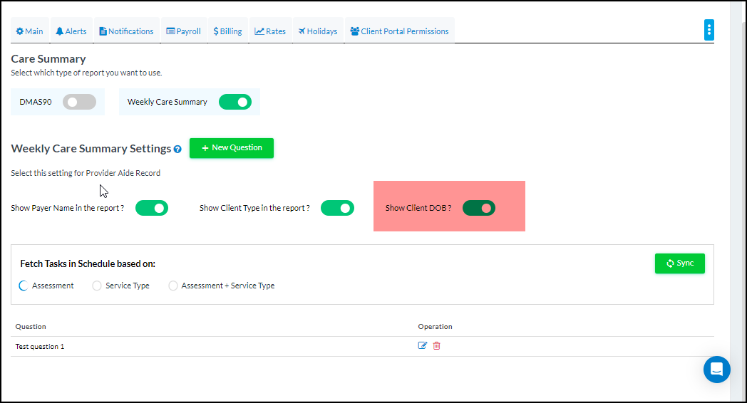 Client Weekly Care Summary Report Update