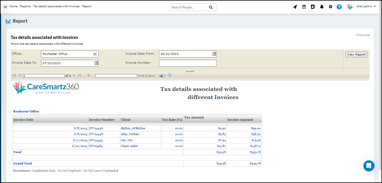 CareSmartz360 Invoice Report Update