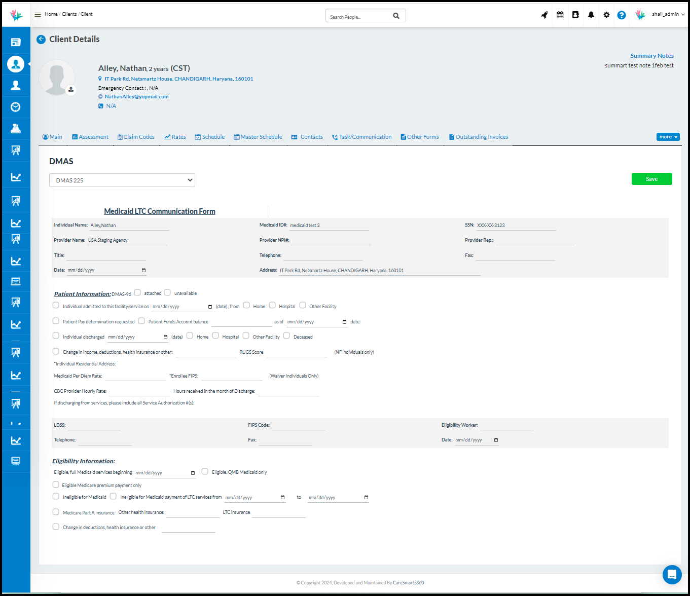 CareSmartz360 DMAS 225 Form Update