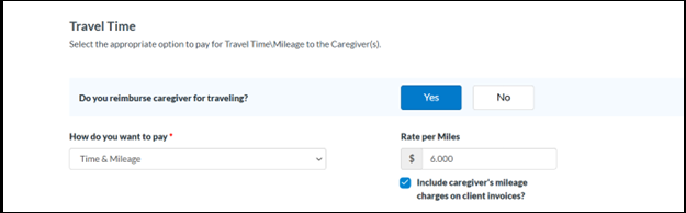 Mileage Charges on Client Invoices in Home Care Payroll Software