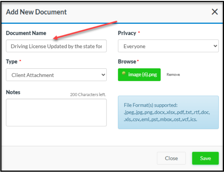 Key Document name updates on home care agency portal