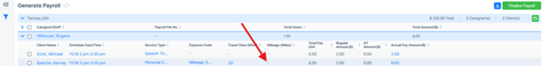 Mileage opt-out reflected in payroll