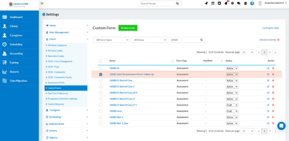 Updated settings for assessment forms
