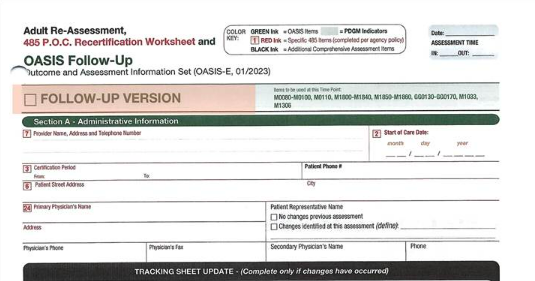 Updated follow-up assessment form