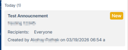 Announcements new tag and details view update