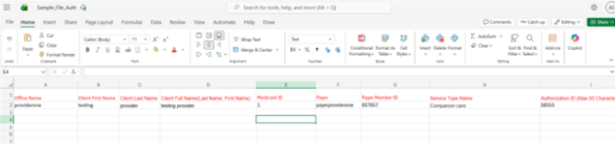 Sample Excel file for uploading client data