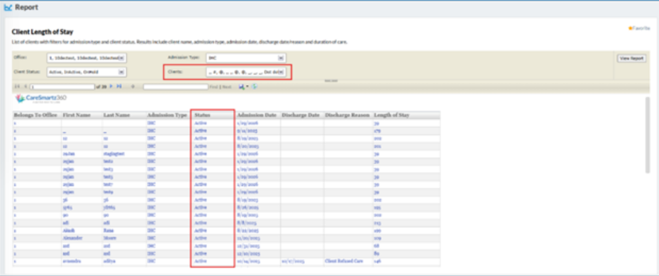 Client length of stay report update in CareSmartz360 home care software