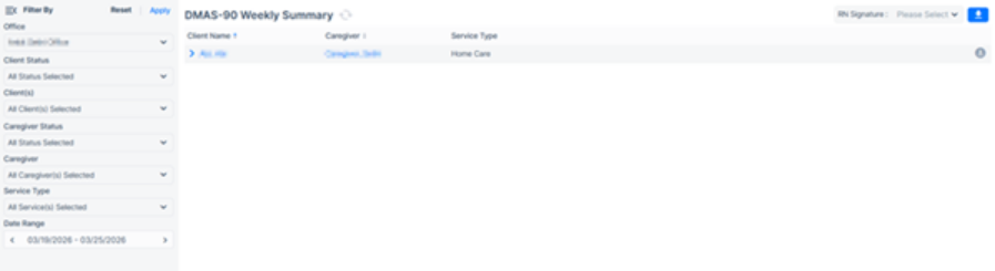DMAS-90 weekly summary new UI update