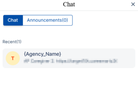 In-app chat existing conversations view