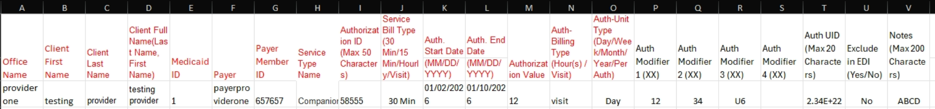Sample file for client authorization
