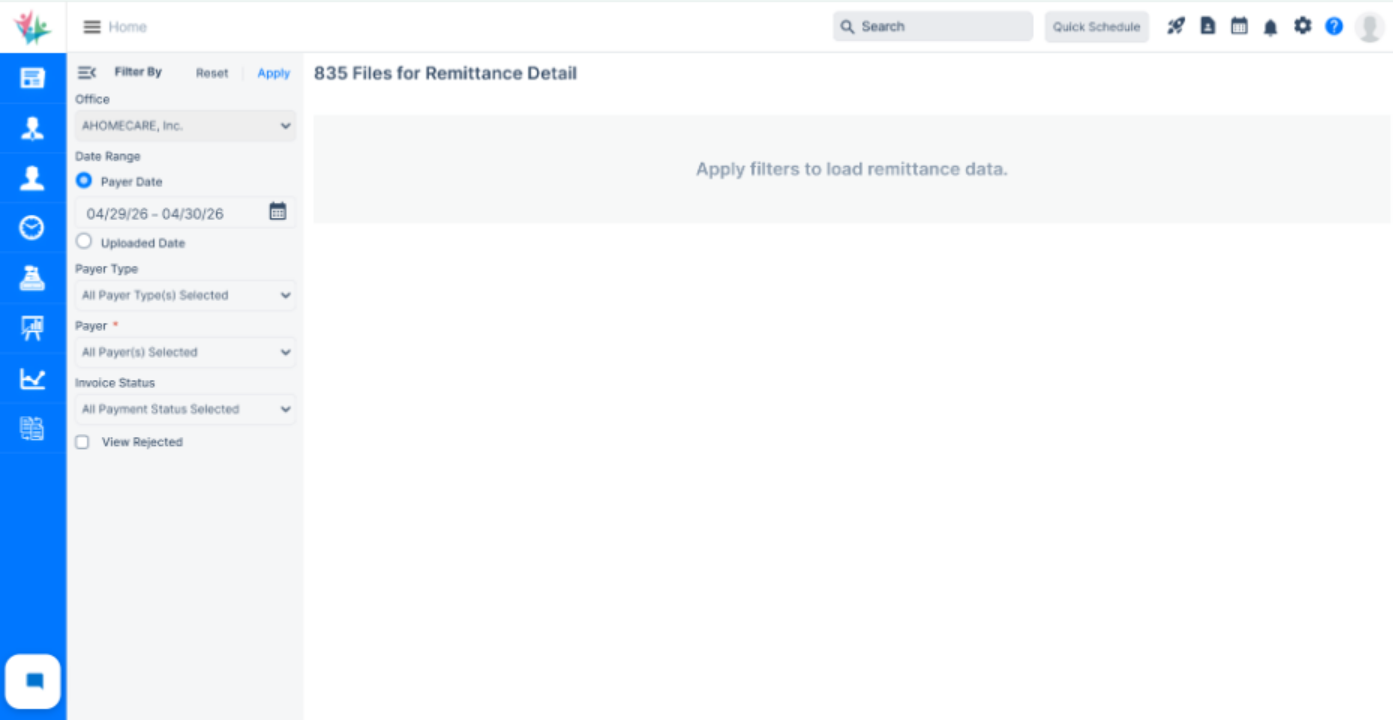 835 remittance detail screen update in the Agency Portal