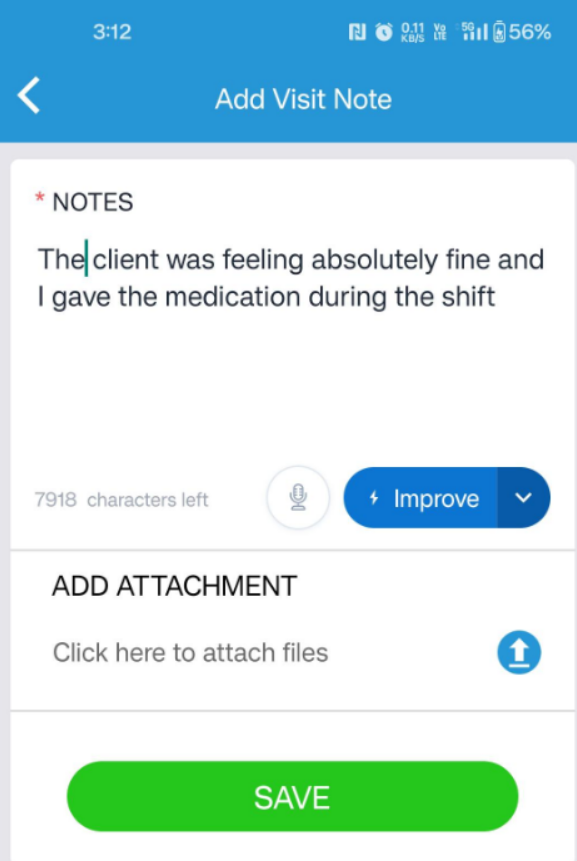 New AI note improves the option update in the Caregiver Mobile App