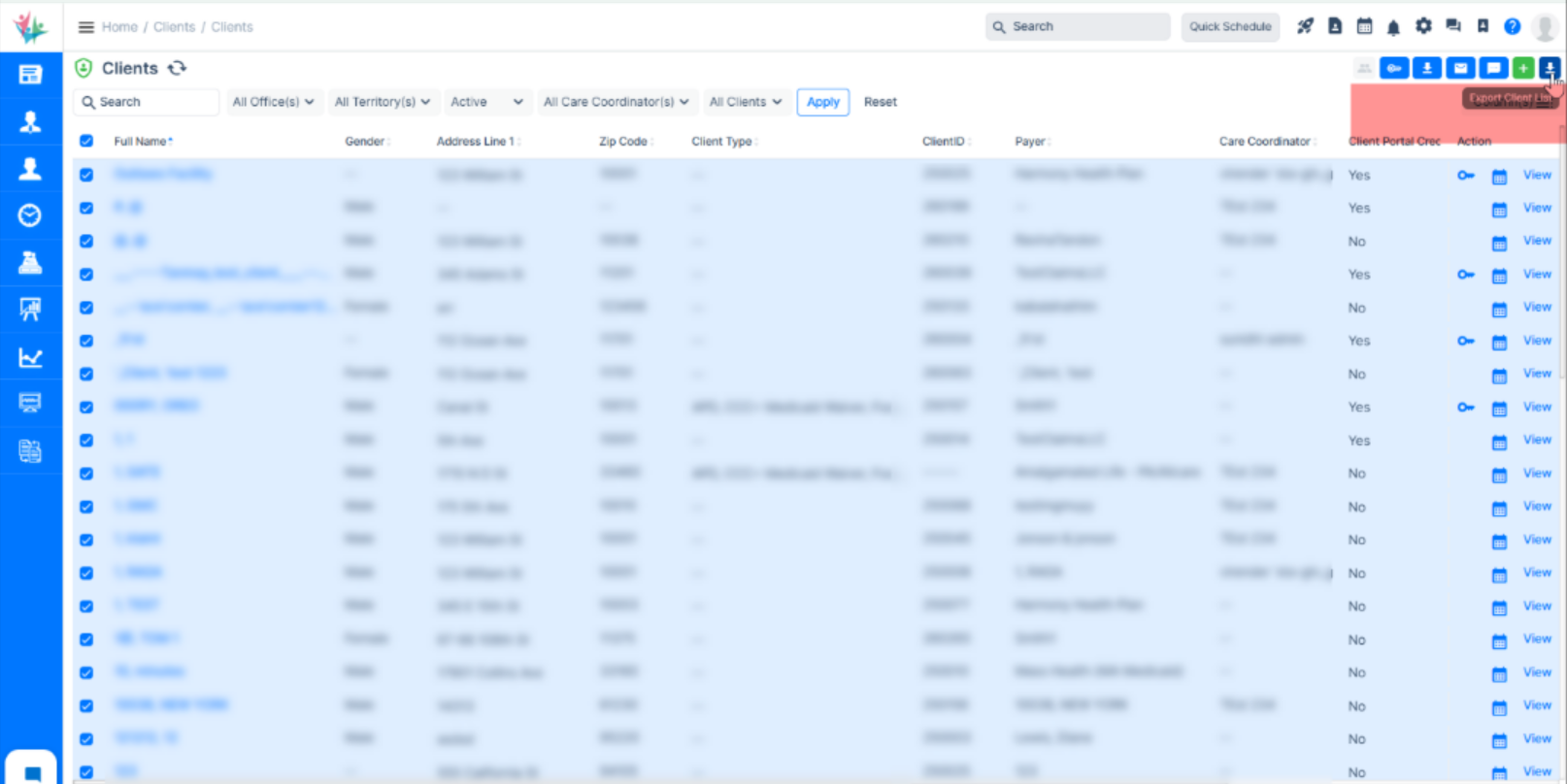 Client list export update in the Agency Portal