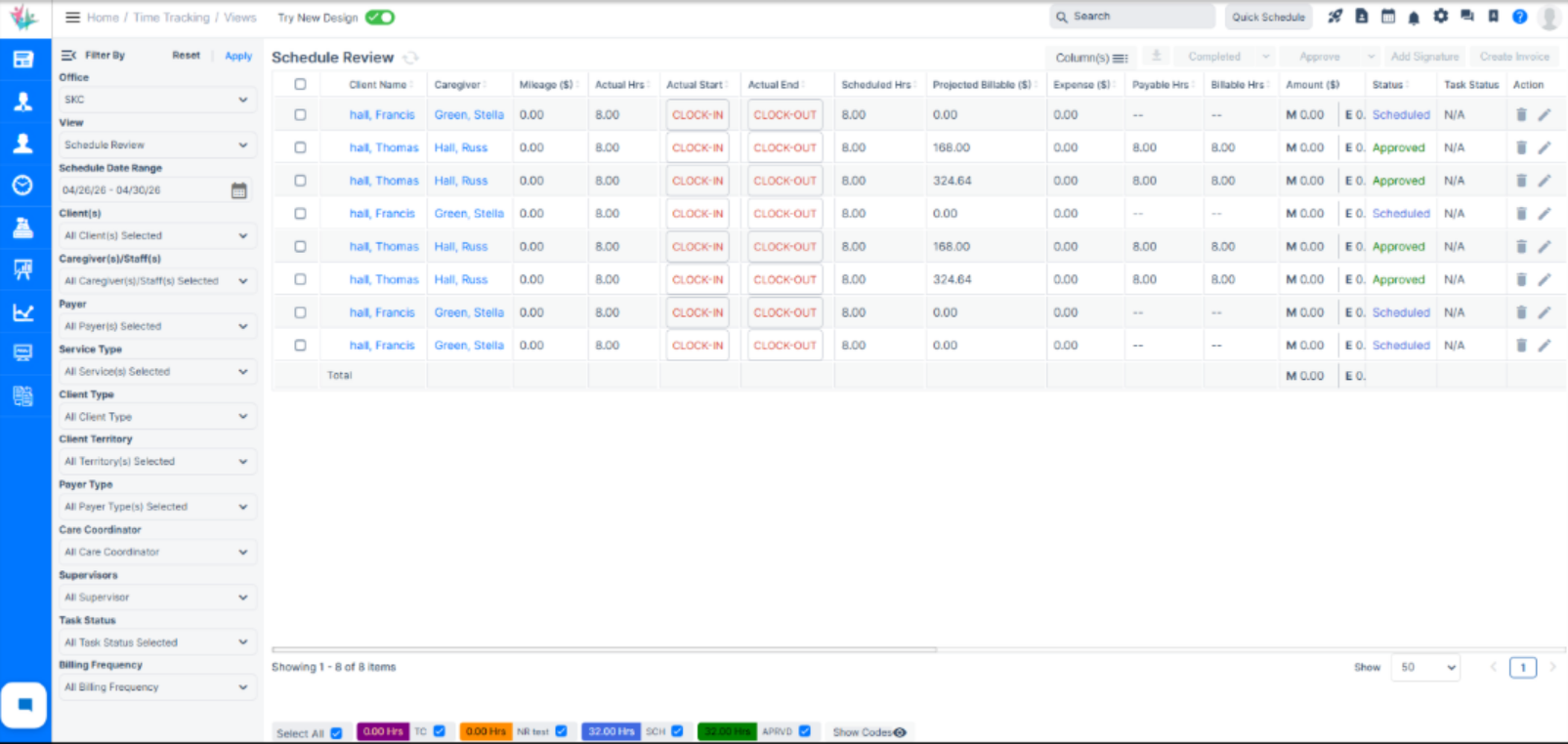 Gridline update in the Agency Portal time tracking view
