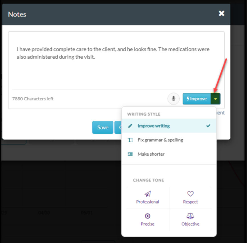New AI writing style and tone options update in the Caregiver App and Portal