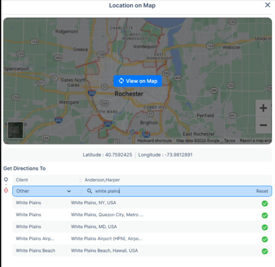 New custom address directions feature in CareSmartz360