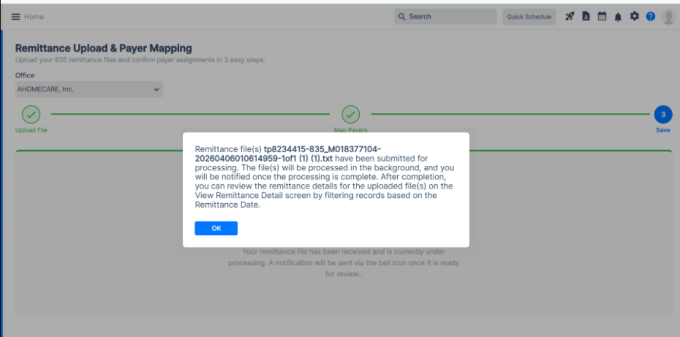 Remittance file processing notification update in the Agency Portal