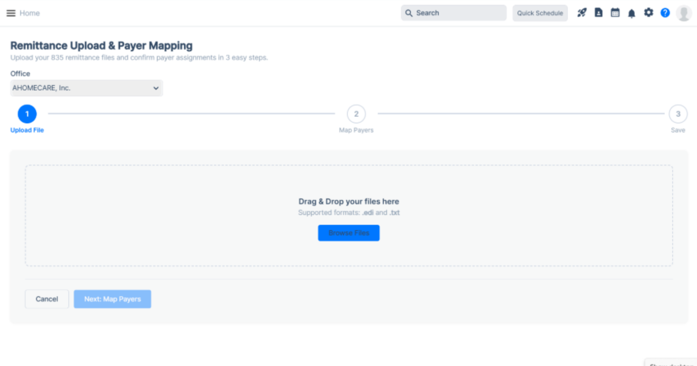Remittance file upload screen update in the Agency Portal