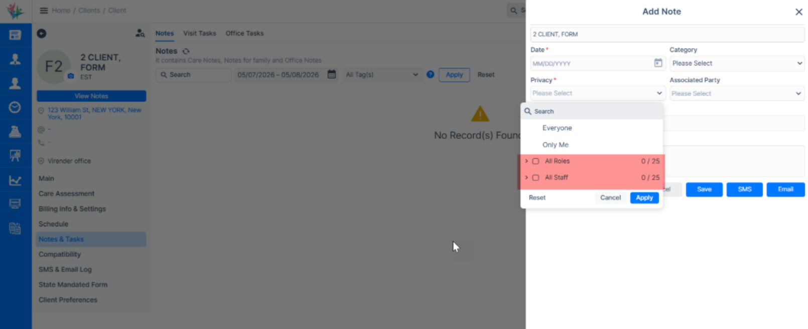 Role-based visibility update for notes, communications, and documents in the Agency Portal