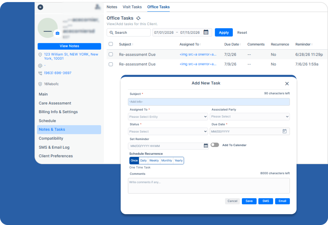 Home Care Client Tasks and communication Management - CareSmartz360