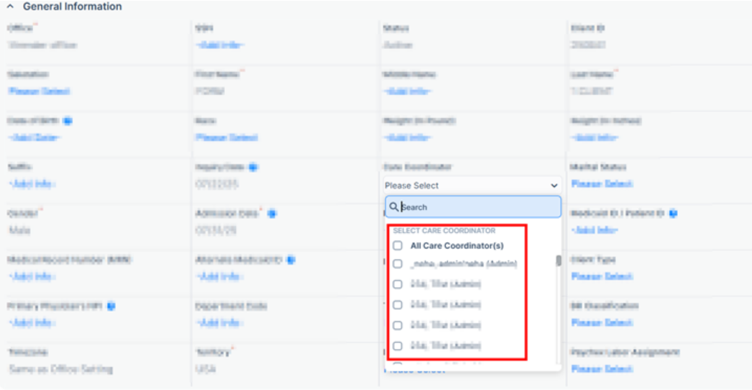 Client profiles updated with multi-care coordinator assignment