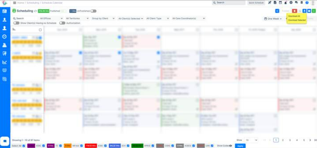 Global Schedule Calendar updated with selected record export