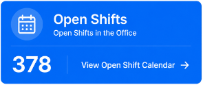 Dashboard showing open caregiver shifts