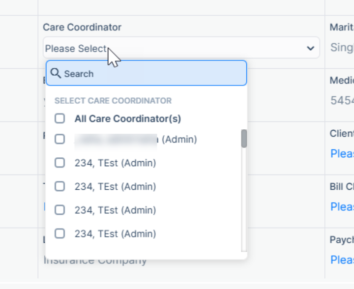 Client Profile updated to select multiple Care Coordinators in the Agency Portal