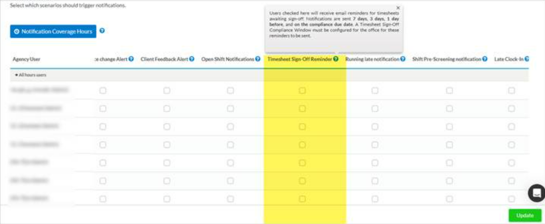New caregiver timesheet sign-off deadline reminders update