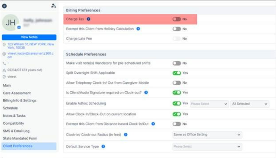 Client Profile updated to manage tax settings for linked payers in the Agency Portal