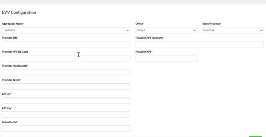 Select the state and office for EmedNY EVV configuration in the Agency Portal