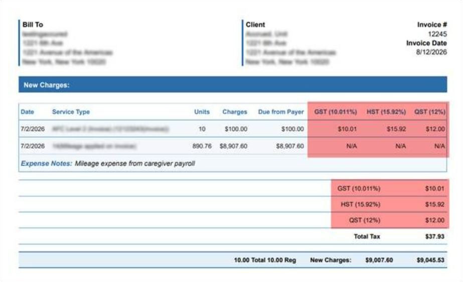 View separate tax details on invoice PDFs in the Agency Portal