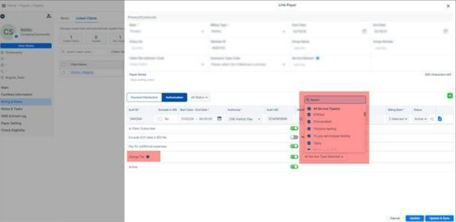 Linked Clients updated to manage tax settings for individual client-payer relationships