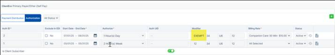 Select EVV and exempt service codes with expanded modifiers in the Agency Portal
