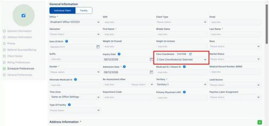 Customize territory-based Care Coordinator assignments for clients in the Agency Portal